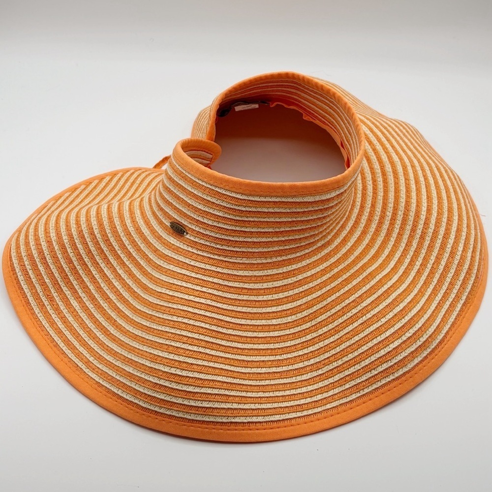 Scala Orange Dario Packable Paper Visor Hat One Size Beach Vacation